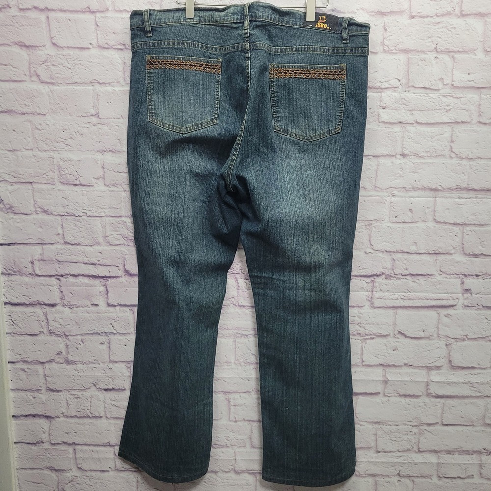 Y2k Old Skool Embroidered Flare Jeans Womens 20 Retro Thrifty‎ Denim Streetwear - Picture 2 of 11